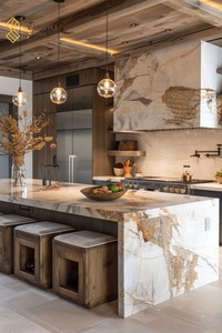 Îlot de Cuisine Moderne YUSHI en Quartzite Translucide Pandora pour Décoration de Cuisines, Salles à Manger et Salons de Maisons et Hôtels - Product Image 5