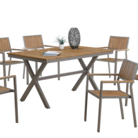 Vente en gros d'usine de meubles de jardin en plein air tous temps Offre Spéciale ensemble de table et chaise de salle à manger en bois et plastique à prix abordable