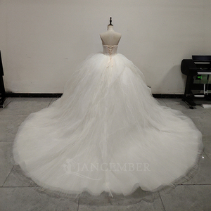 Robe de mariée en satin ivoire longue jusqu'au sol Spjy019, bustier, corset, avec fleurs volumineuses en tulle, style princesse, robe de bal - Product Image 6