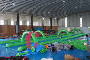 Deslizamiento y tobogán para fiesta en la piscina, tobogán inflable de 500 pies de largo, tobogán de tubo de agua para el vientre de la ciudad para fiestas, eventos, patio trasero - Product Image 3