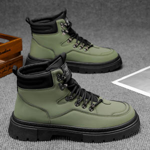 Chaussures de randonnée imperméables confortables pour hommes, dessus en cuir véritable, toutes saisons, bout rond - Product Image 5