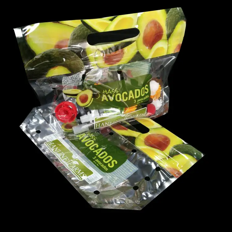 Антизапотевающий полипропиленовый пластиковый пакет для упаковки свежих овощей/фруктов с застежкой-молнией с отверстиями для вентиляции и ручкой-пробойником
