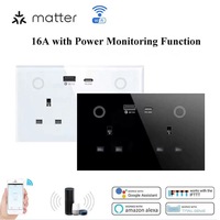 Matter-Enchufe inteligente universal de pared, wifi, 16A, IP66, control remoto inalámbrico a través de Alexa, Apple, HomeKit, asistente de Google, cosas inteligentes