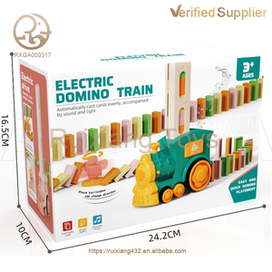 Ensemble de blocs de train à dominos automatiques musicaux en plastique pour enfants, vente en gros, pour 5-7 ans, unisexe, jeu éducatif de dominos - Product Image 5