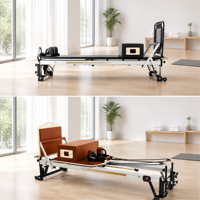 Máquina de Pilates Reformer de Aleación de Aluminio con Resistencia de Resorte Ajustable, Plataforma Antideslizante y Estructura Robusta y Estable