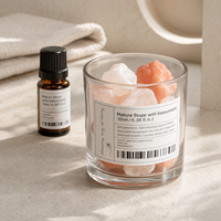 Diffuseur d'huiles essentielles Arovi - Cristal rose naturel, design moderne et simpliste, sans flamme, cadeau de relaxation et de guérison pour femmes