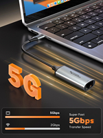 CableCreation Nuevo Adaptador USB-C a Ethernet de 5 Gbps [RTL8157] con Protección OTP de Aleación de Aluminio para MacBook Thunderbolt 5/4/3