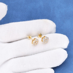 Boucles d'oreilles Moissanite motif floral glacé en argent sterling 925 plaqué or 18 carats, design pétales de fleurs VVS, style Hip Hop, pièce maîtresse - Product Image 4