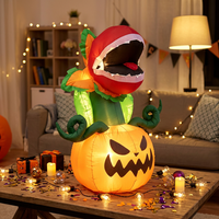 Citrouille gonflable d'Halloween avec homme qui mange une plante et lumières LED pour décoration extérieure de jardin, fête, modèle d'exposition effrayant