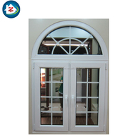 Ventanas de PVC con Marco de Arco Superior Estilo Francés, Diseño de Ventanas Abatibles de PVC Resistentes a Huracanes