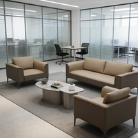 Canapé de bureau au design tendance, ensemble de canapés de réception exécutifs avec housses amovibles, canapé en cuir de style moderne pour bureaux.