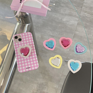 Support de téléphone rétractable en forme de cœur couleur bonbon avec anneau adhésif 3M pour filles - Product Image 1