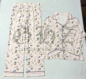 Pijamas Personalizados de Manga Longa com Botão para Festivais e Festas, Conjunto de 2 Peças para Mulheres, 100% Algodão, Conjunto de Pijamas de Natal - Product Image 3