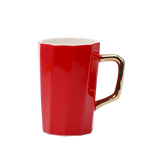 Ceramic <b>Mug</b> With Gold Handle Red And Green Solid Color Wedding Gift Set High Temperature Resistant - Product Image 5