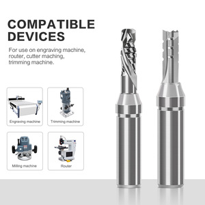 Vástago de <span class=keywords><strong>1</strong></span>/2 pulgadas TCT Mortising Up-Cut Spiral Solid Carbide CNC <span class=keywords><strong>Router</strong></span> Bits tres cuchillas 2 Cabezal de flauta para recortar y grabar - Product Image 3