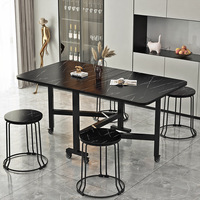 Petite table pliante pour maison familiale Table à manger et basse pliable avec chaise rectangulaire rétractable Meubles mobiles