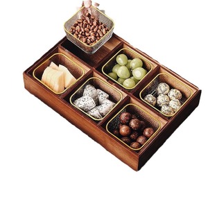 Wooden Nut And Snack <b>Storage</b> Box Multi Compartment Rectangular 6.5cm Home Living Room Desktop Fruit Candy Melon <b>Seeds</b> Organizer - Product Image 4