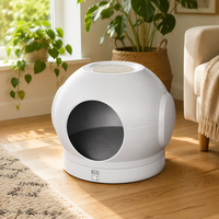 Lit pour chat intelligent classique en ABS, design capsule spatiale à anneau supérieur fermé, contrôle de chauffage 20-28°C, pesée en temps réel, toutes saisons