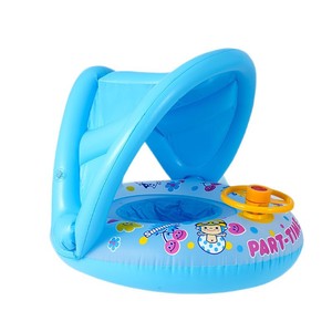 ห่วงยางว่ายน้ำแบบเป่าลมพร้อมพวงมาลัยบังแดดสำหรับเด็กเล่นน้ำลายการ์ตูน 63x53x44 ซม. สำหรับใช้กลางแจ้ง - Product Image 5