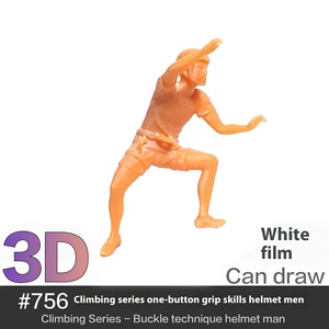 1/64 alpinista zaino in spalla all'aperto ornamento di paesaggio in miniatura 1:87 piccolo uomo che si arrampica - Product Image 2