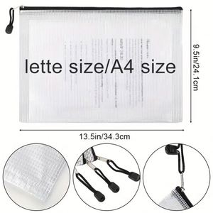 Bolsa de malla transparente con cremallera, bolsa de plástico para archivos, bolsa de archivos reutilizable, bolsa de almacenamiento doméstica de gran capacidad, carpeta de PVC - Product Image 5
