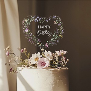 Elegante Adorno Transparente para Pastel con Impresión de <span class=keywords><strong>MR</strong></span> & Mrs/Feliz Cumpleaños, Decoración Acrílica Personalizada para Boda, Aniversario, Cumpleaños, Celebración en Pareja - Product Image 1