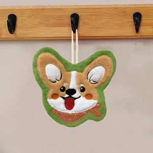 Serviette de toilette en forme de chat de dessin animé, douce et absorbante, en polaire corail, pour cuisine et salle de bain, à suspendre, design personnalisable - Product Image 2