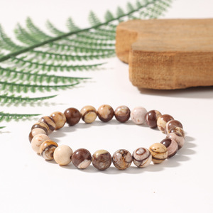 Bracelet en pierre de zèbre marron rond rétro artistique exotique en gros, Yiwu - Product Image 6