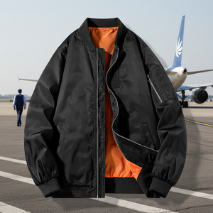 Chaqueta de vuelo clásica MA-1 para hombre, chaqueta cortavientos impermeable, chaqueta bomber, abrigo de piloto de estilo militar táctico, informal, para otoño - Product Image 1