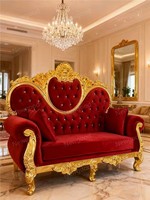 Elegante Sofá de Tela de Estilo Barroco para Villa, Lujo Europeo para la Sala de Estar de su Propiedad