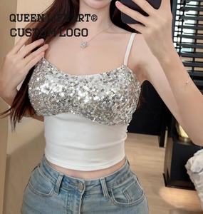 <span class=keywords><strong>Camiseta</strong></span> personalizada, trajes de baile delanteros y traseros, tops de <span class=keywords><strong>lentejuelas</strong></span> doradas para mujer, camisetas en blanco con etiquetas personalizadas, <span class=keywords><strong>camiseta</strong></span> sin mangas, camisola - Product Image 1