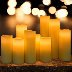 Oshine - Juego de 9 Velas LED sin Llama con Efecto de Parpadeo, Velas de Pilar de Cera Real, Funcionan con Pilas, con Control Remoto para Decoración del Hogar - Product Image 3