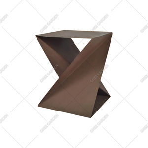 Contemporary Geometric Corten Steel Outdoor Dining Set-Durable & Stylish - Product Image 3