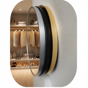 Specchio da Parete Rotondo Grande con Cornice in Metallo Effetto Ottone 2025, Decorazione Circolare in Lega di Alluminio - Product Image 1