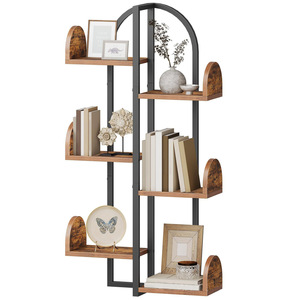 <b>Wall</b> Mounted Shelf 6 Tier Wooden Storage Rack Multifunctional <b>Display</b> Organizer For Books And Decorative Items - Product Image 1
