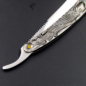 De aluminio Vintage borde recto de acero inoxidable de <span class=keywords><strong>la</strong></span> talladora del peluquero maquinilla de afeitar plegable cuchillo envío gratuito - Product Image 1