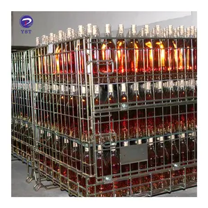 Warehouse Foldable Stackable Whiskey Bordeaux Bottle Storage Wire Mesh Container For Wine Industryl