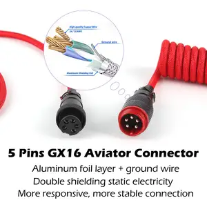 Kabel aviator kabel Data cepat Usb C, kabel permainan Keyboard mekanik USB 4pin 5pin Gx16 Gx12 yc8