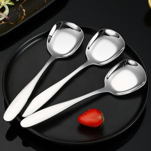 Cuchara plana cuadrada de acero inoxidable 304 de alta calidad, cuchara para servir de arroz coreano negro - Product Image 5