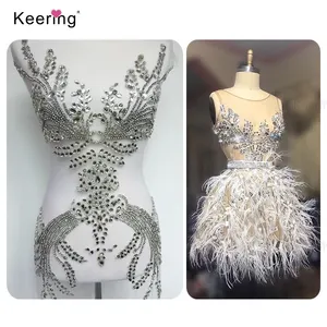 Cadılar bayramı özel nakış aplike 3d boncuklu pullu aplike Rhinestones el yapımı boncuklu konfeksiyon giyim için yamalar WDP-123