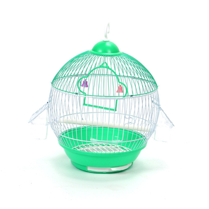Kandang Burung Kawat Anti Karat Bulat Kecil untuk Parkit Budgie dengan Tempat Makan, Ayunan, dan Gantungan, Rumah Burung Peliharaan, Berbagai Warna - Product Image 3