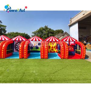 Nuovo Design Gonfiabile 5 in 1 Giochi da Luna Park con Calcio Pallacanestro Rugby Lancio della Palla e Porta da Gioco per Bambini - Product Image 1