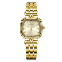 Montre à quartz pour femmes avec bracelet en acier inoxydable et logo personnalisé à l'arrière, affichage manuel, sélection du mouvement à quartz, montre carrée