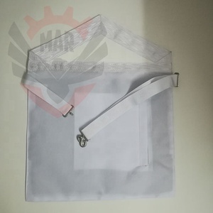 Tablier blanc en cuir d'agneau pour la tenue maçonnique |   Épingles de sûreté en cuir souple et lisse, blanc brillant, à double rabat, écologiques - Product Image 3