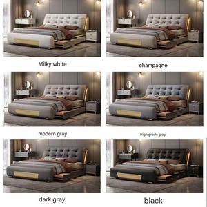 Üst Düzey Modern Minimalist Lüks Yatak, Yumuşak ve Rahat, Ana Yatak Odası Çift Kişilik Yatak, Ana Yatak Odası Düğün Yatağı - Product Image 6