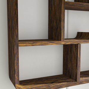 Chinese Style Solid Wood <b>Wall</b> <b>Mounted</b> Display <b>Shelf</b> Irregular Shape Multi Compartment For Teapots Study Room - Product Image 4