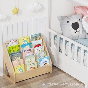 Giá sách gỗ tự nhiên nhiều tầng di động cho trẻ em, kệ đựng sách tranh mẫu giáo, dành cho phòng trẻ em - Product Image 3