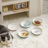 Ensemble de bols en céramique pour chat de 5,5 pouces de large, 5 assiettes colorées pour chatons, motifs mignons, nourriture humide, eau sèche, moustaches, outils de mesure