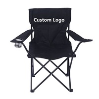 Chaise pliante d'extérieur avec porte-gobelets et accoudoirs, tissu Oxford 600D, style décontracté pour le camping, la pêche, la terrasse, le pique-nique et les loisirs