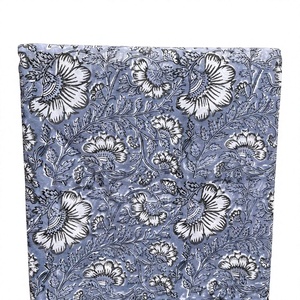 Grey Indigo Cotton Fabric Floral Hand Block Printed Jaipuri Sanganeri Textile For Ethnic Dress Material Crafting - Product Image 1